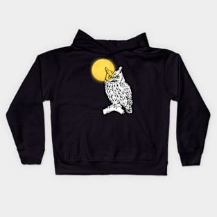 Flaco Owl And Moon Kids Hoodie